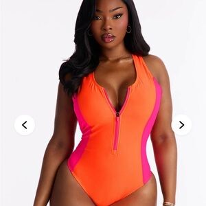 NWT Vibrant Orange and Pink Women's Swimsuit